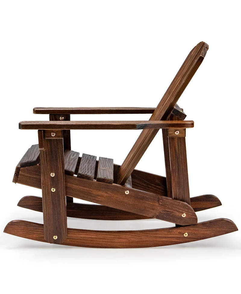 Slickblue Outdoor Wooden Kid Adirondack Rocking Chair with Slatted Seat