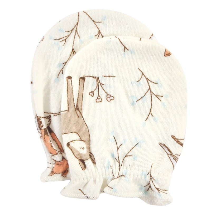 Hudson Baby Girls Cotton Scratch Mittens, Enchanted Forest, 0-6 Months