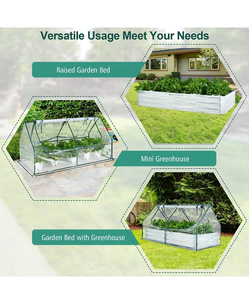 Slickblue Galvanized Raised Garden Bed with Greenhouse
