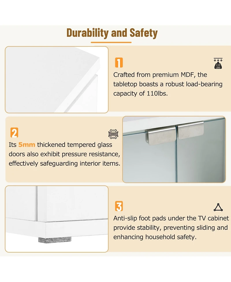 Streamdale Modern Led Tv Stand with Faux Marble Top & App-Controlled Lights