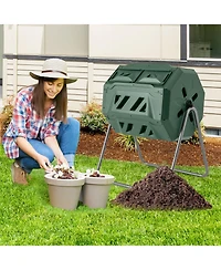 Slickblue 360° Rotatable Tumbling Composter with 2 Sliding Doors