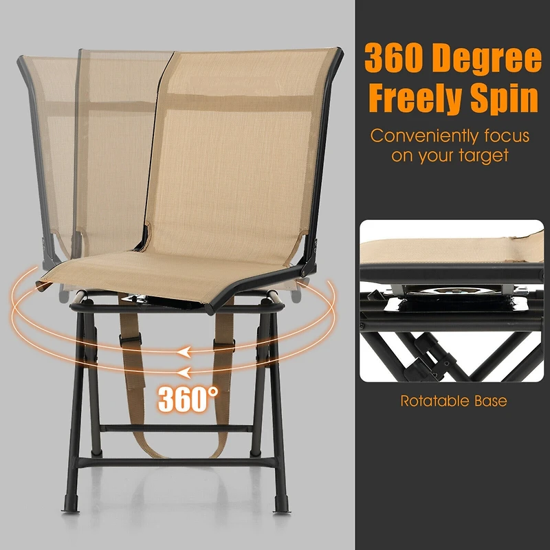 Slickblue All weather Outdoor Foldable 360 Degree Swivel Chair with Iron Frame