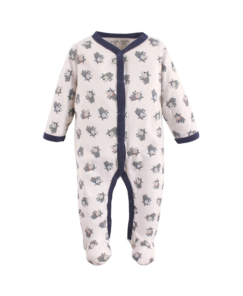 Luvable Friends Baby Boys Soft Cotton Play-and-Sleep Bodysuit