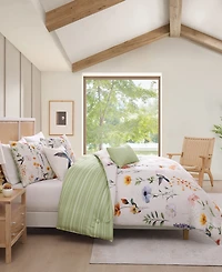 Bebejan Fresh Cut Flowers Bedding 200 Thread Count 100% Cotton Sateen 5 Piece Reversible King Comforter Set