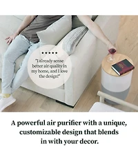 Bloom Air Purifier, Smart Hepa-13 Medical-Grade Filtration, Large Rooms (1,517 Sq. Ft.) with Oak Accent Table