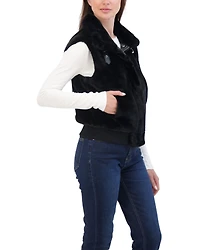 Sebby Collection Women's Faux Fur Zip Front Vest