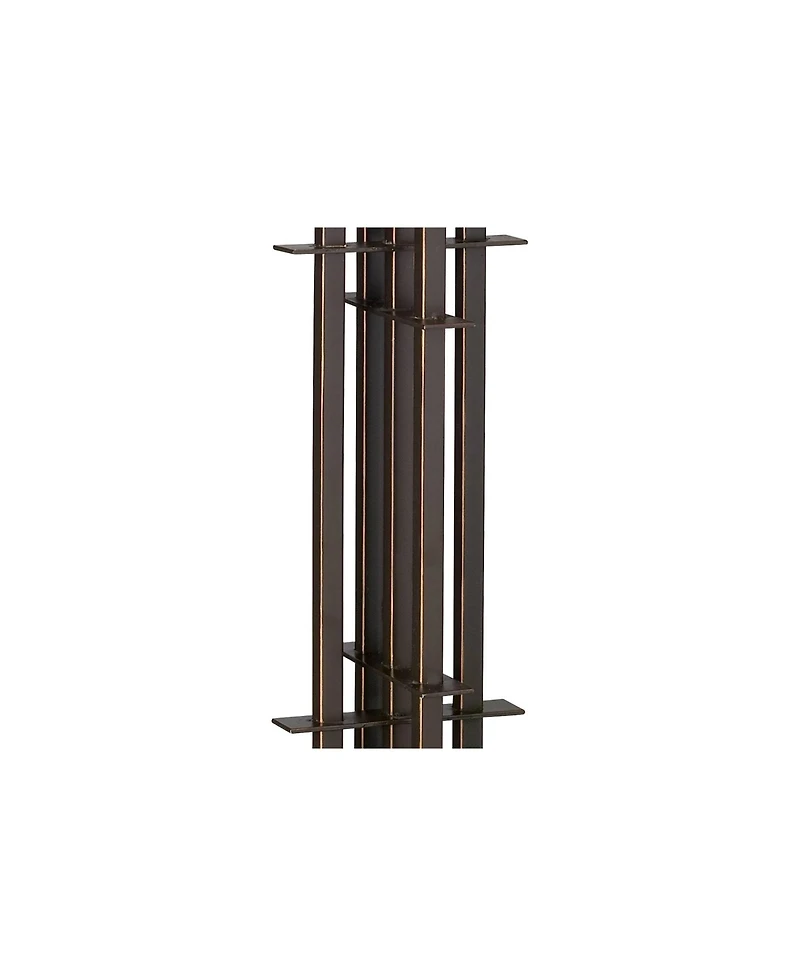 Franklin Iron Works Mission Table Lamp 26 1/2" High Wrought Iron Bronze with Dimmer Tiffany Stained Glass for Bedroom Living Room Bedside Nightst