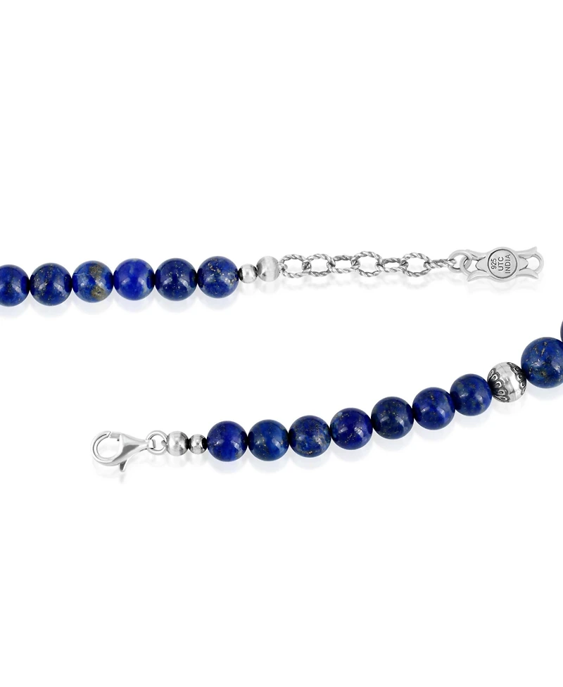American West Jewelry Sterling Silver and Graduated Lapis Lazuli Gemstone Bead Necklace, 17 Inches