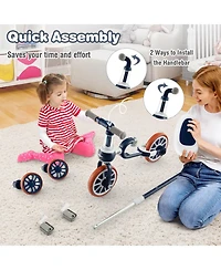Kids Trike Bike 4-in-1 with Push Handle and Height-Adjustable Seat for Growing