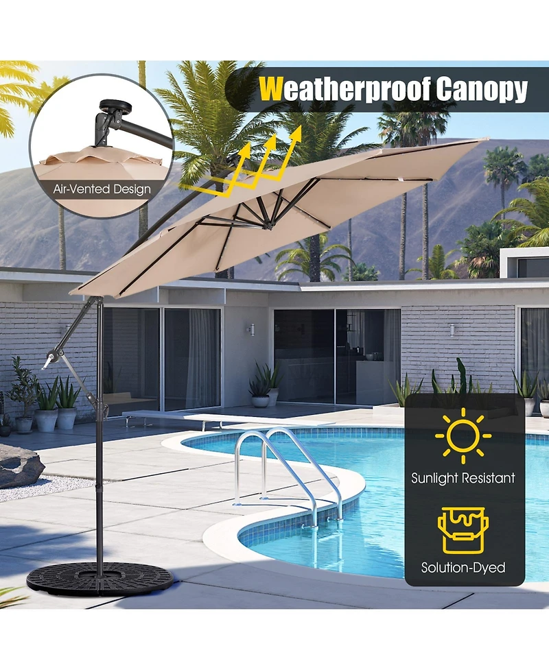 Patio Solar Powered Cantilever Umbrella with Tilting System