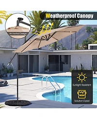 Patio Solar Powered Cantilever Umbrella with Tilting System