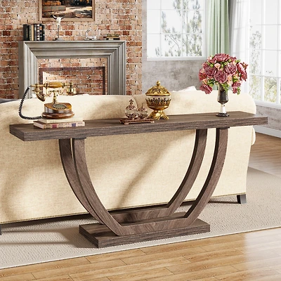 Tribesigns Console Table for Entryway: 63 Inches Farmhouse Wood Entry Foyer Entrance, Narrow Long Sofa Behind Couch with Metal Legs
