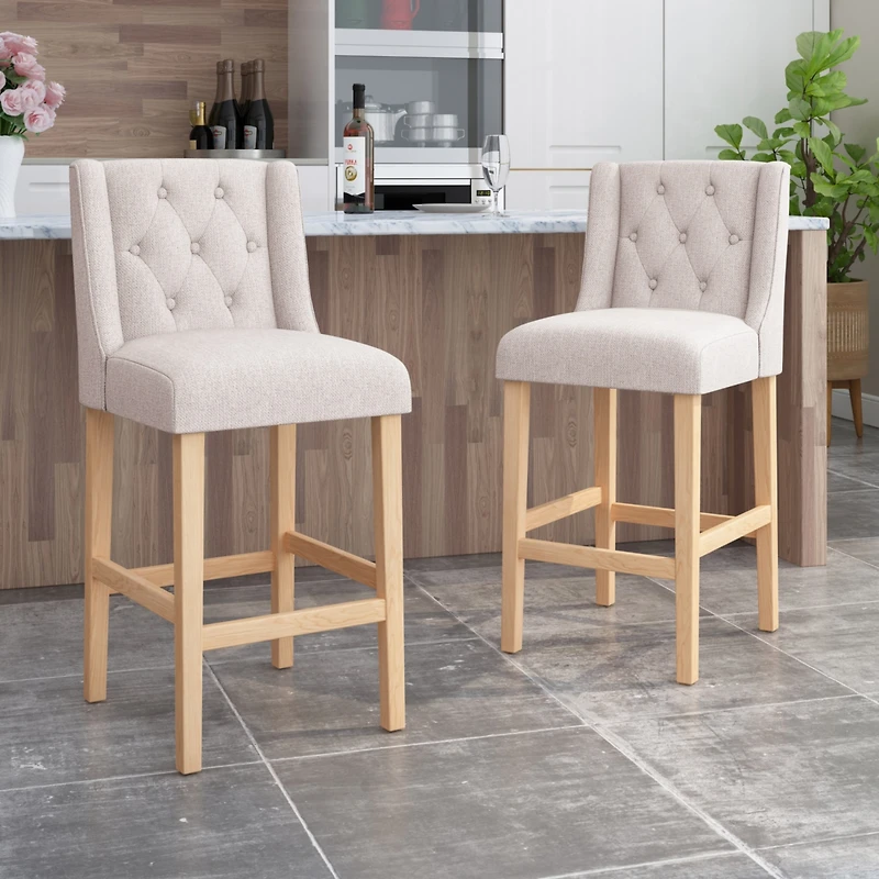 Streamdale Vienna Tufted Wingback Counter Stools, Set Of 2, Light Blue