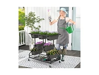 Slickblue Vertical Raised Garden Bed with 7 Planter Boxes and Storage Baskets-Black