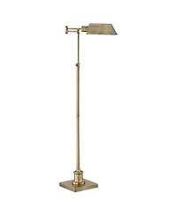 Regency Hill Industrial Adjustable Swing Arm Pharmacy Floor Lamp with Usb Charging Port 54" Tall Aged Brass Living Room Reading