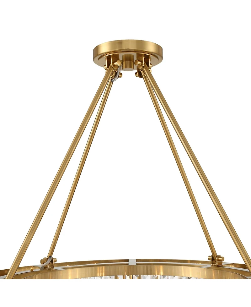 Possini Euro Design Jenna Modern Glam Ceiling Light Semi Flush-Mount Fixture 28" Soft Gold Metal 8-Light Clear Glass Shade for Bedroom Kitchen Living