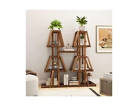 5-Tier 10 Potted Wood Plant Stand for Multiple Plants