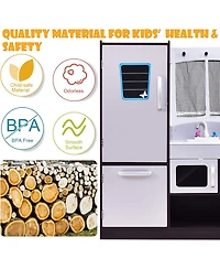 Kids Kitchen Play set Wooden Chef's Pretend Play Toy Cooking Food Set Gift for Kids