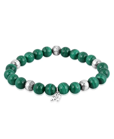 American West Jewelry Sterling Silver Malachite Gemstone Stretch Bracelet, Size Medium - Large