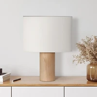 Mia Led Table Lamp with Maple Wood Base, Bulb Included (16")
