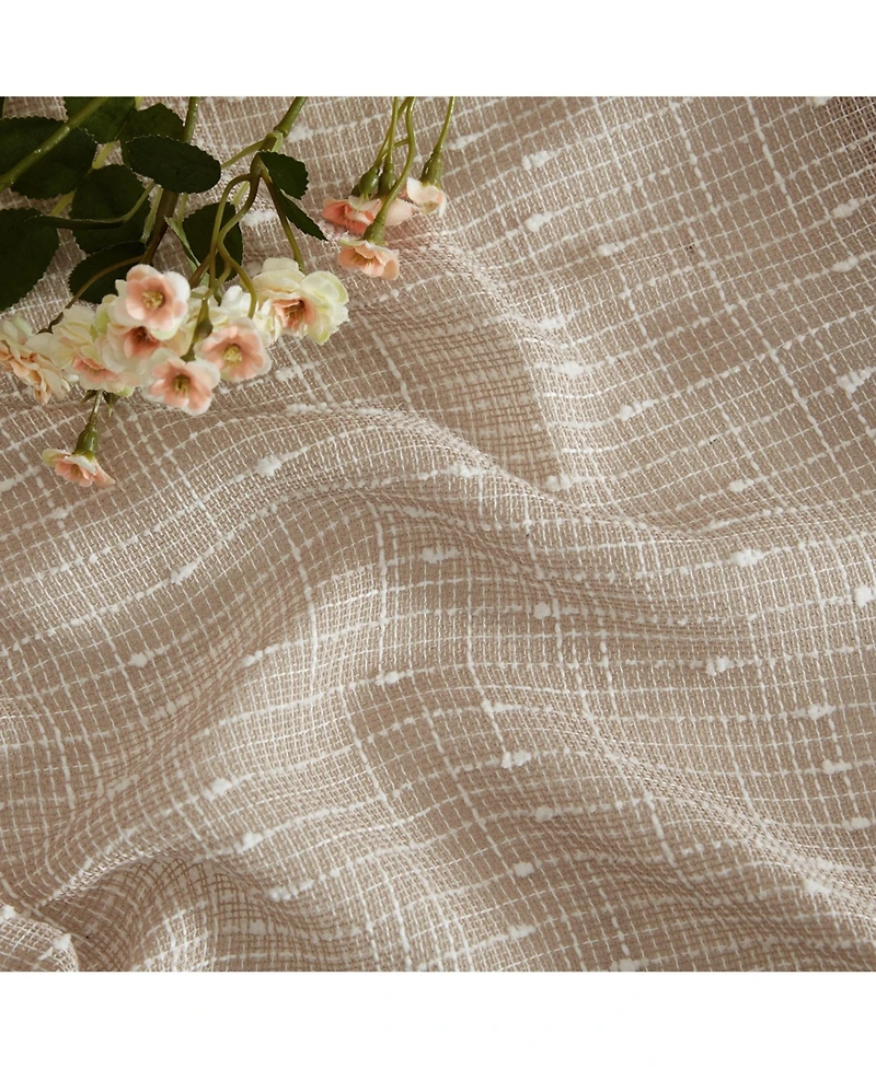 Hlc.me Emily Faux Linen Semi Sheer Transparent Rod Pocket Back Tab Lightweight Window Curtains Wide Panels