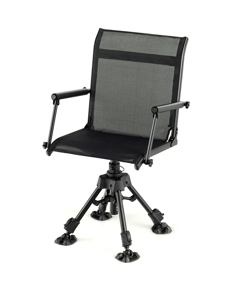 Slickblue Folding Swivel Patio Chair with 4 Adjustable Leg-Black