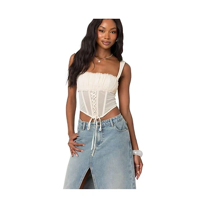 Edikted Dafne gathered sheer mesh corset