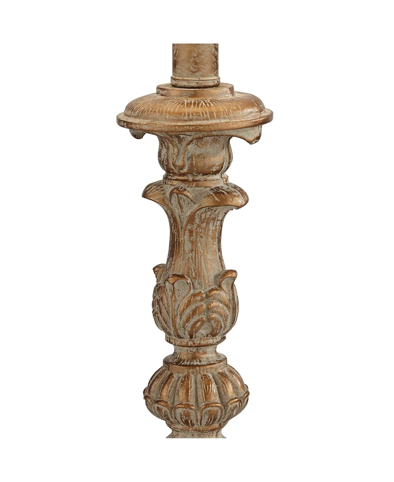 Regency Hill Elize Traditional Table Lamps 26 1/2" High Set of 2 Whitewashed Candlestick with Table Top Dimmers Beige Shade for Bedroom Living Ro