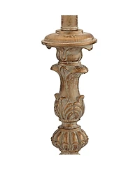 Regency Hill Elize Traditional Table Lamps 26 1/2" High Set of 2 Whitewashed Candlestick with Table Top Dimmers Beige Shade for Bedroom Living Ro