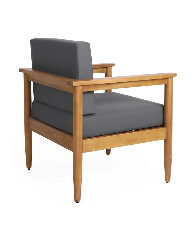 Simplie Fun Acacia Wood Club Chair With Water-Resistant Cushions
