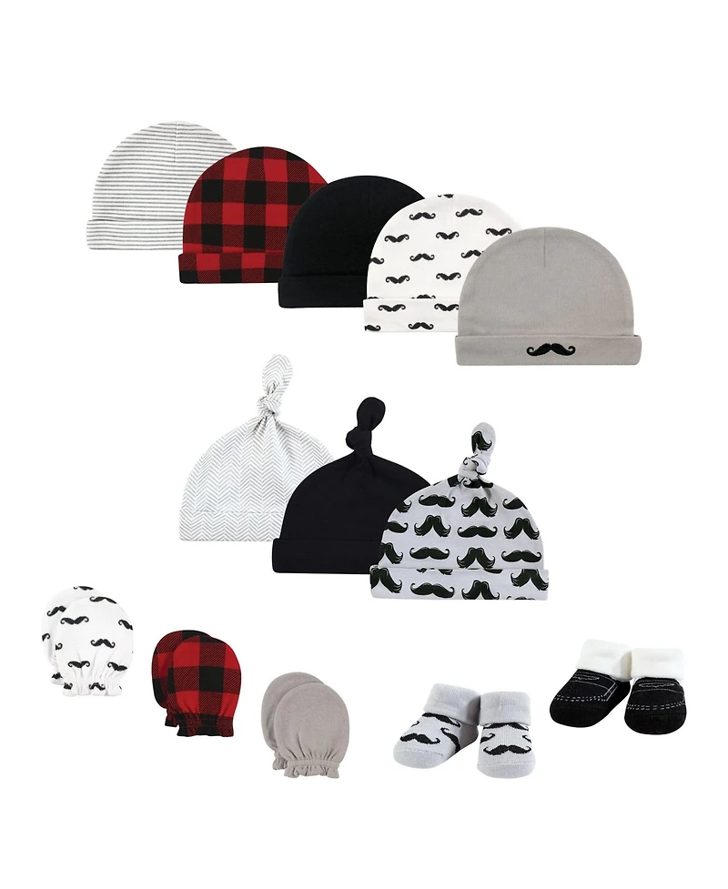 Hudson Baby Baby Girls Hudson 13Pc Cap and Socks Set, Mustache, 0-6 Months