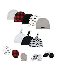 Hudson Baby Baby Girls Hudson 13Pc Cap and Socks Set, Mustache, 0-6 Months