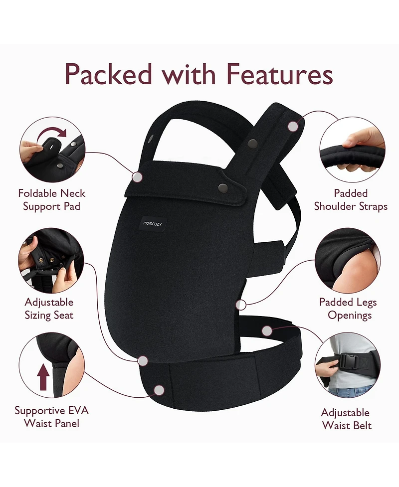 Momcozy Ergonomic,Cozy and Lightweight - Baby Carrier Newborn to Toddler