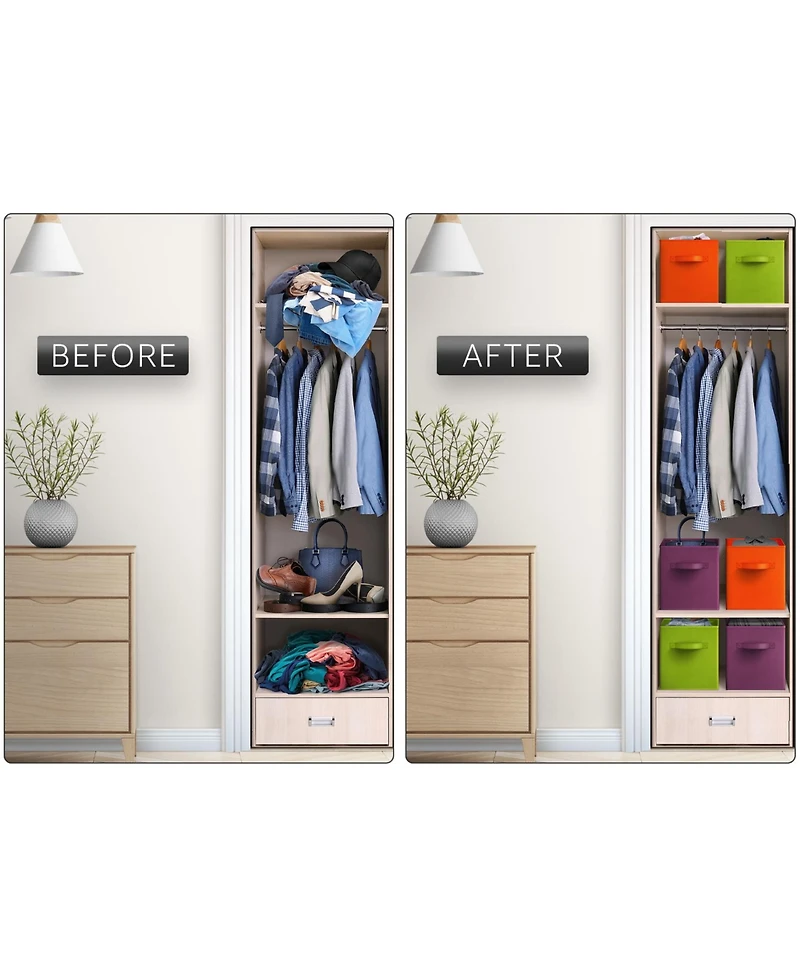 Sorbus 6 Pack 13 Inch Foldable Storage Cubes with Handles- for Organizing Home, Shelves, Nursery, Playroom