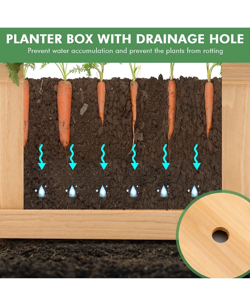 Slickblue Folding Wooden Raised Garden Bed with Removable Bottom for Herbs Fruits Flowers