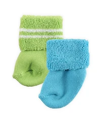 Luvable Friends Baby Boys Unisex Grow with Me Terry Cotton Socks
