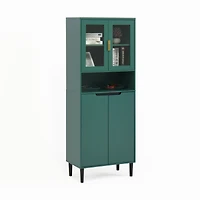 Streamdale Tall Storage Cabinet with Glass Display & Gold Handles