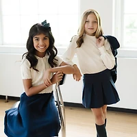 Hope & Henry Girls' Ponte Drop Waist Pleated Uniform Skort