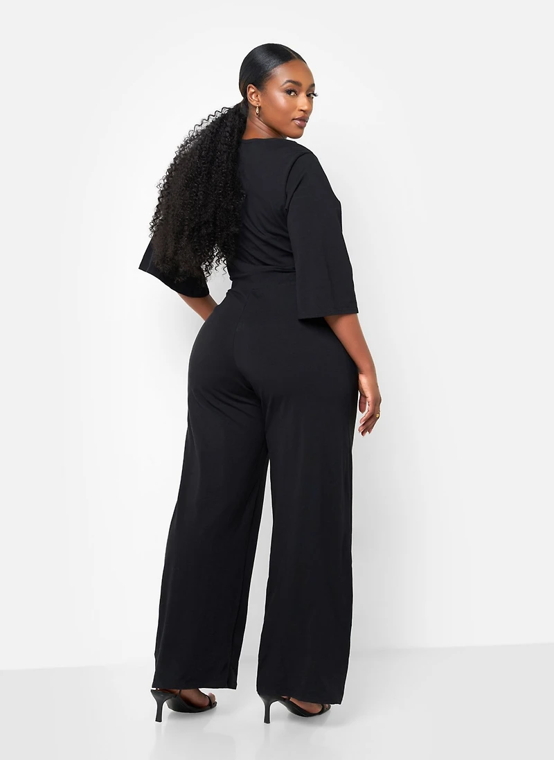 Rebdolls Women's Plus Karma Pleated Wide Leg Jumpsuit
