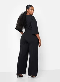 Rebdolls Women's Plus Karma Pleated Wide Leg Jumpsuit