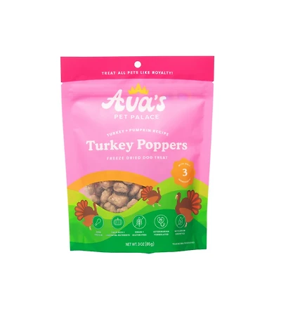 Ava's Pet Palace Freeze-Dried Turkey Poppers Dog Treats – Healthy, Low-Calorie and Nutrient-Rich Snacks