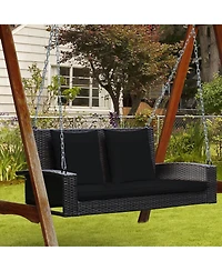 Slickblue 2-Person Patio Rattan Porch Swing with Cushions
