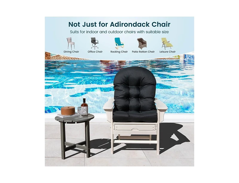 Patio Adirondack Chair Cushion with Fixing Straps and Seat Pad