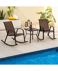 Slickblue Set of 2 Heavy-Duty Metal Patio Rocking Chair with Breathable Seat Fabric