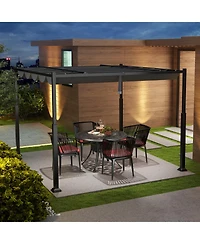 Slickblue 10 x 10 Feet Outdoor Pergola with Retractable Canopy and Metal Columns