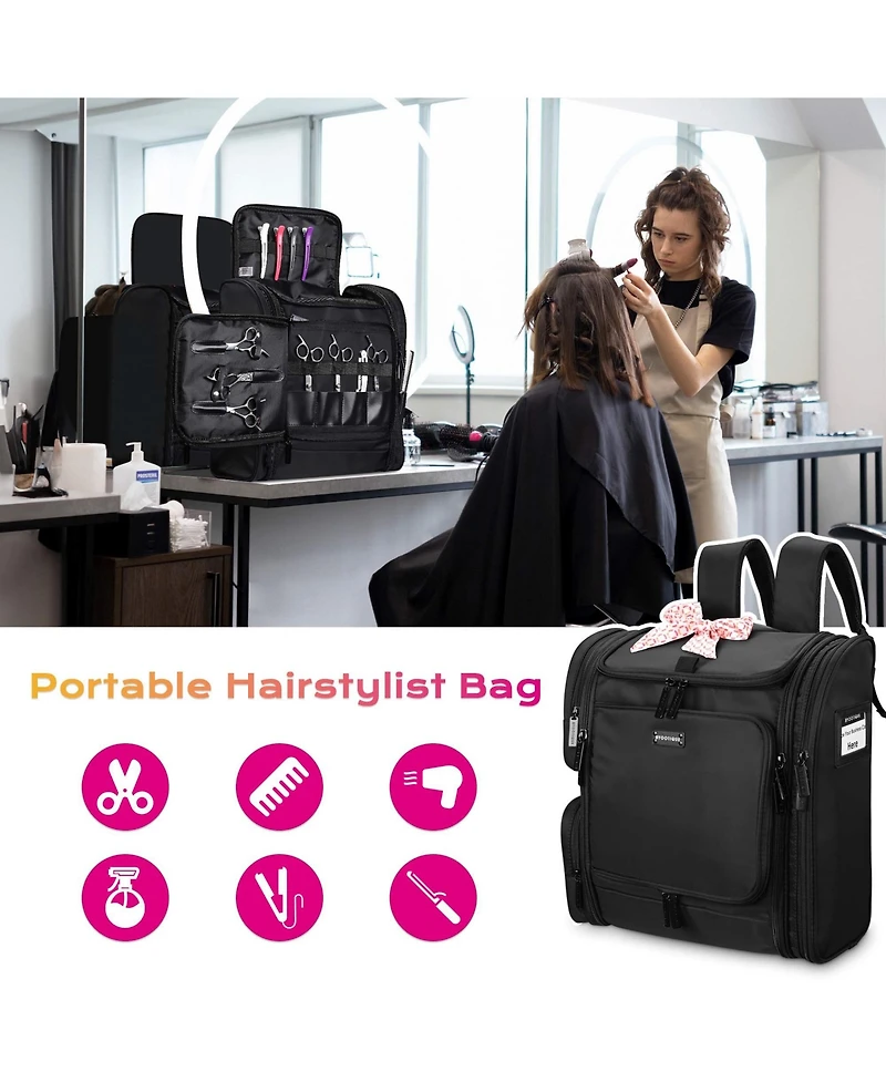 Byootique Soft Rolling Hair Stylist Train Case w/ Hair Tools Travel Bag Backpack