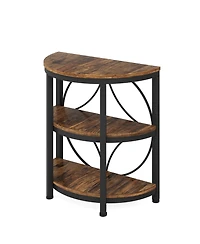 Tribesigns Half Round End Table, 3-Tier Narrow Side Table with Metal Frame, Half Circle Table, Half Moon Small Coffee Accent Table Bedside Table for L