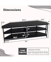 Slickblue 3-Tier Corner Tv Stand for TVs up to 65 Inches with Charging Station