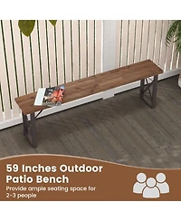 Slickblue Outdoor Picnic Bench Set Solid Acacia Wood Patio Rectangular Benches