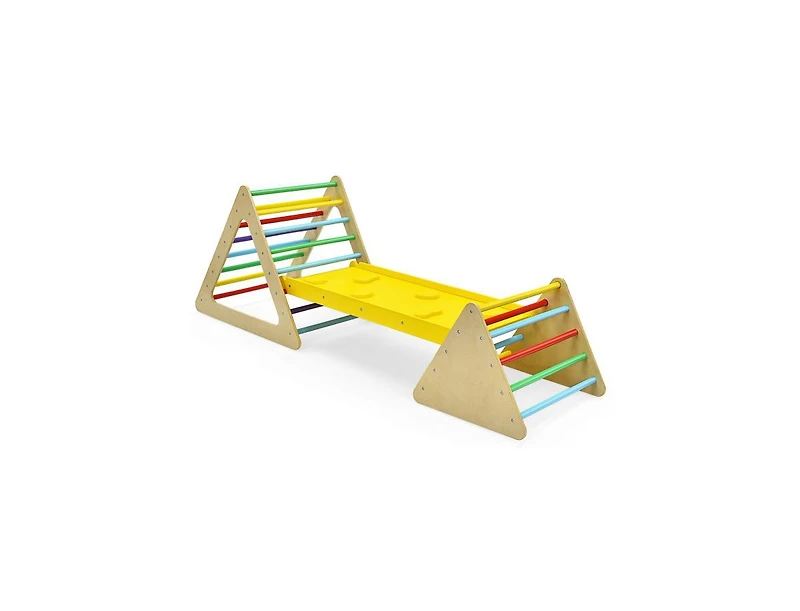 Slickblue 3 in 1 Wooden Set of 2 Triangle Climber with Ramp for Slid